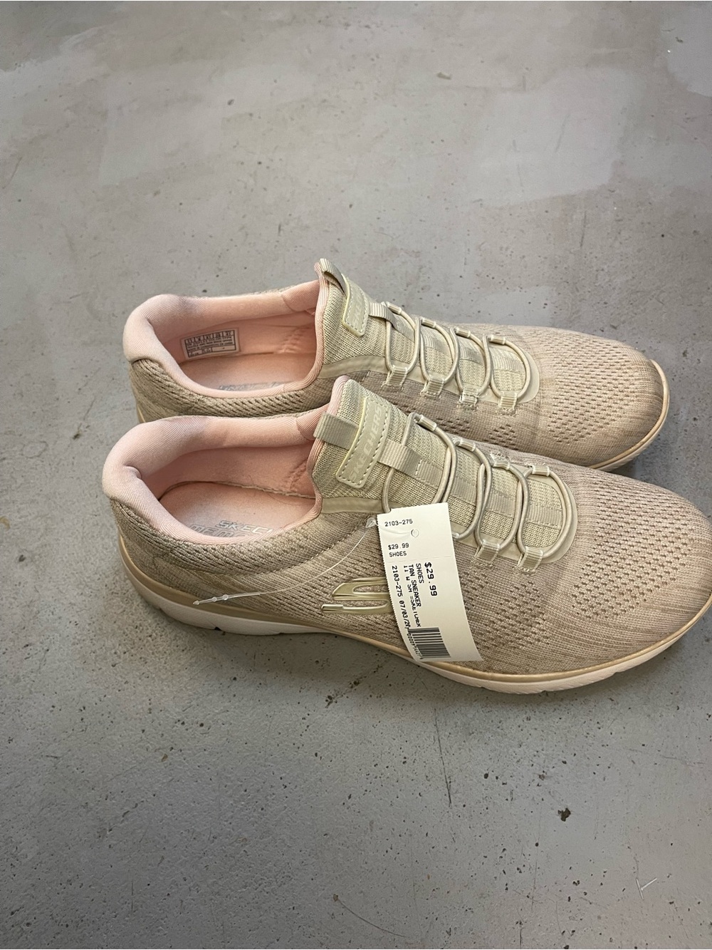 Skechers Slip-On Knit Sneakers — Light Pink